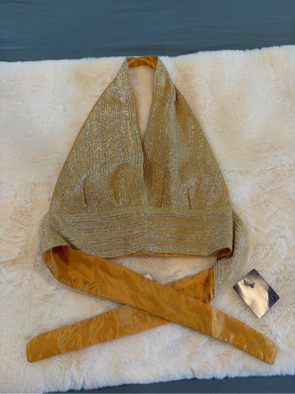 Bows & Arrows Gold Halter Top